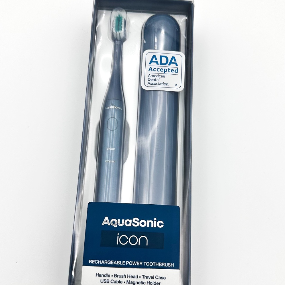NEW Aquasonic Icon ADA-Accepted Rechargeable Toothbrush Magnetic Holder & Slim